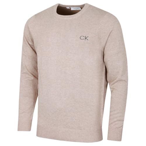 Image of Calvin Klein Mens Round Neck Golf Sweater - Latte - L