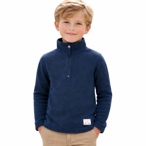 Image of Blu Apparel Kids 1/4 Zip Fleece Sweater Heavy Weight Hiking Outdoor School Camping Jumper Pullover Half Zip (UK, Age, 13 Years, Regular, Navy)