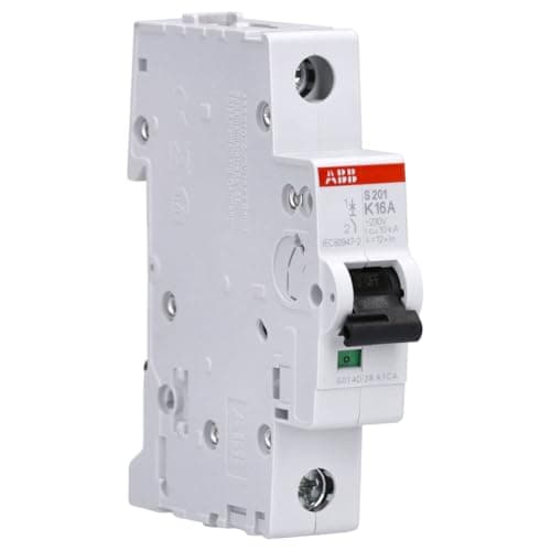 Image of ABB S201-K16 Miniature Circuit Breaker, 1 Pole, Type K, 6/10kA Breaking Capacity, 16 Amp Current (2CDS251001R0467)