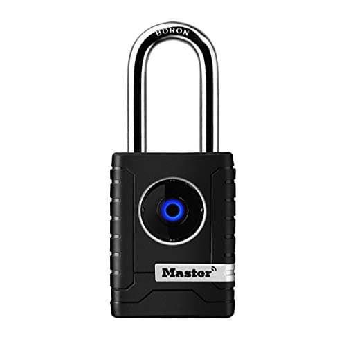 Image of Master Lock 4401EURLHEC Bluetooth Smart Padlock for Professional and Private Use, Outdoor, Long Shackle, Black