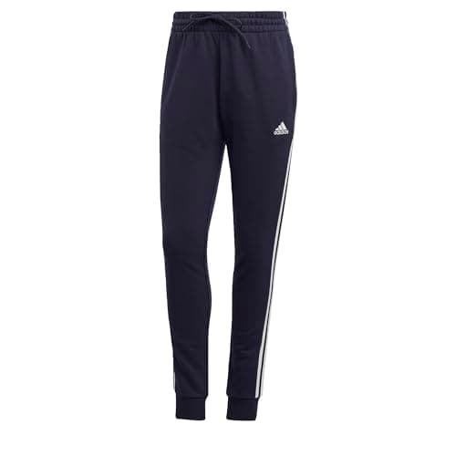 Image of adidas Women's Essentials 3-Stripes French Terry Cuffed Pants, Legend Ink/White, XS