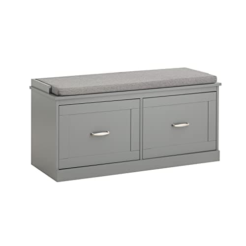 Image of SoBuy Hallway Storage Bench, Shoe Bench Shoe Rack with Seat Cushion - Removable Shelves, Ample Storage for Shoes, Hats, Clothes - Wooden,Grey, 150kg Load Capacity, 98x37x49cm, FSR131-HG