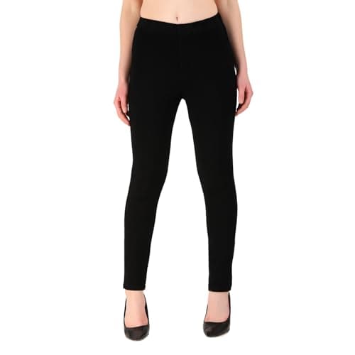 Image of Flexarise Denim Jeans for Women Ladies Girls Jeggings Skinny Fit Classic Casual Trousers Pants with Pockets - Black (Size-12)