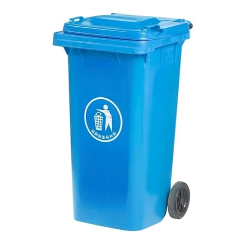 Image of BURAKH Recycling Wheelie Bin Dustbin Rubbish Waste Trash Kitchen Home Office 100L 120L EN840 | Outdoor Rubbish Waste with Wheels | Recycling Food Dustbin (Blue, 100L)