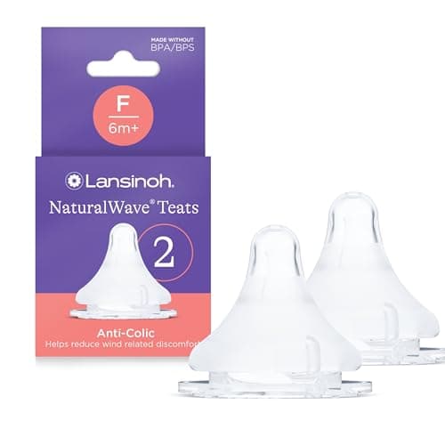 Image of Lansinoh NaturalWave Baby Bottle Teats - Fast Flow - Anti-Colic Air Vent - BPA & BPS-Free - Clinically Proven to Reduce Nipple Confusion - Compatible with Lansinoh Bottles - 2 Pack