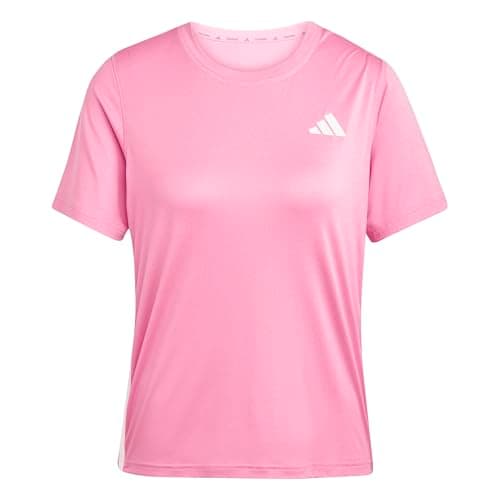 Image of adidas Women's Train Essentials 3-Stripes Workout T-Shirt, Pink Fusion/White, XS