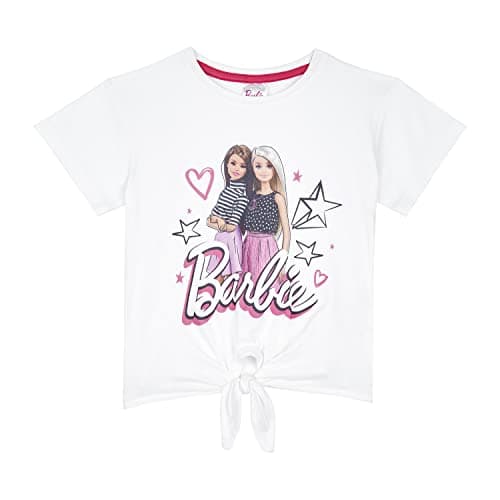 Image of Barbie Girls T-Shirt, Tie Knot T-Shirt, Ages 3 to 10 Years Old (4-5 Years) White