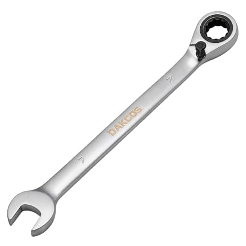 Image of DAKCOS Fixed Head Reversible Ratchet Spanner 7mm Ratcheting Combination Wrench Chrome Vanadium Steel