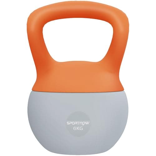 Image of SPORTNOW Soft Kettlebell, 6kg Kettle Bell with Non-Slip Handle for Home Gym Weight Lifting and Strength Training, Orange and Grey