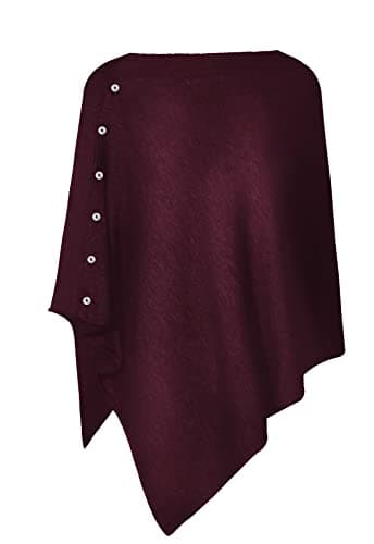 Image of PULI Women Button Knitted Short Shawl Poncho Cashmere/Cashmere Feel Cape Cardigan Wrap Scarf for Petite Women