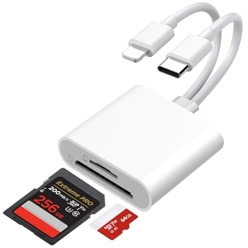 Image of Ticenpe 2 in 1 USB C Lightning SD Card Reader for iPhone iPad, Macbook, Samsung, Camera, Laptop - SD/TF Card Adapter, 5Gbps Data Transfer, Plug & Play, Compatible with iOS, Android, Windows, Linux