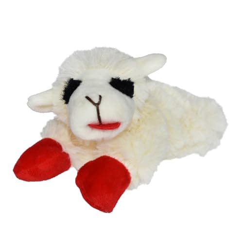 Image of MULTIPET Lambchop Plush Squeaky Mini Dog Toy in White Soft Fun Interactive Playing Cuddly Stuffed Animal Lightweight Washable for All Breeds 6"