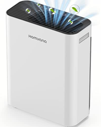 Image of Homvana Air Purifier for Large Home Bedroom, with H13 True HEPA Filter Air Purifiers Cleaner, Auto Mode, Air Quality Indicator, SilentAir Tech, Ozone Free for Allergies Pets Smokers Mold Dust Pollen