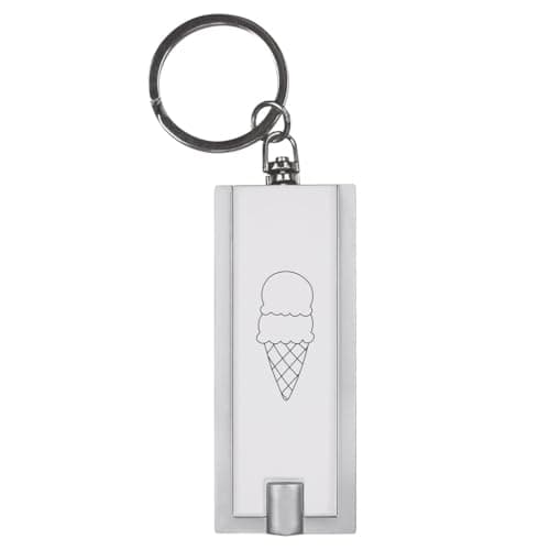 Image of Azeeda 'Double Scoop Ice Cream Cone Outline' LED Torch Keyring – Compact Pocket Flashlight with Keychain – Handy Mini Light for Bags and Keys (KT00044826)