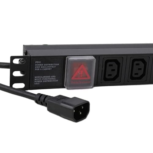 Image of kenable PDU Power Distribution Unit 8 Way C13 Sockets with C14 IEC 19 Inch Rack Mount Horizontal 1U 1.8m Lead 2500W 10A Black
