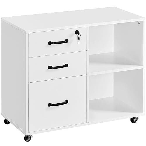 Image of Yaheetech File Cabinet Mobile Letter Size File Organization Unit Mobile Lateral Filing Cabinet Printer Stand for Home and Office,White