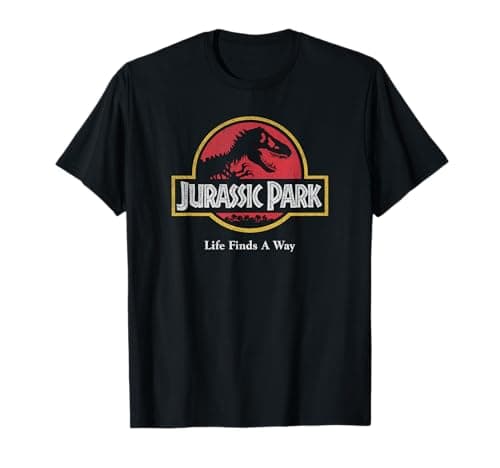 Image of Jurassic Park Life Finds A Way Classic T-Rex Logo Vintage T-Shirt