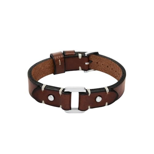 Image of Fossil Machine Men's Brown Leather Bracelet, JF04942040