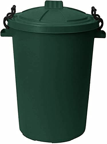 Image of 1 x 50L Litre large Dark Green Heavy Duty Colour Plastic Bin Garden Dustbin Refusal Waste bin Storage unit with Clip locking lid For Recycle Home Kitchen Indoor Outdoor Rubbish Waste Animal Feed