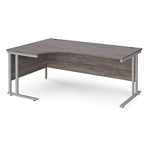 Image of Mr Office Maestro 25 left hand ergonomic desk - silver cantilever leg, Grey oak, 1800