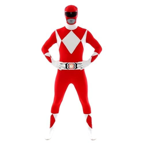Image of Official Red Power Ranger Morphsuit Fancy Dress Costume - size Xlarge - 5”10-6”1 (176cm-185cm)