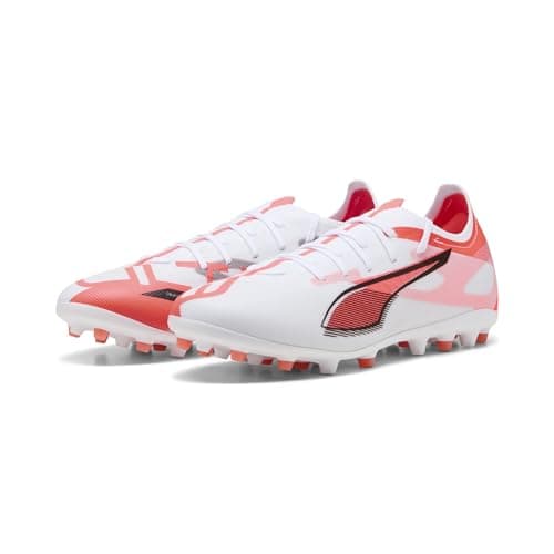 Image of PUMA Unisex Ultra 5 Match Multi-Ground Football Boots, PUMA White-PUMA Black-Glowing Red, 10 UK