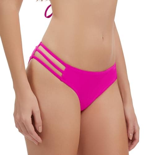 Image of FITTOO Bikini Bottoms for Women Sexy Thong Bikini Briefs Swimwear Bathing Suit Micro Bikinis Pink S