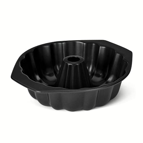 Image of Amazon Basics Nonstick Fluted Cake Pan, Dishwasher and Oven-Safe, 25.4 cm, Black