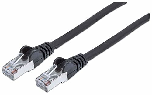 Image of Intellinet Network Patch Cable, Cat7 Cable/Cat6A Plugs, 1m, Black, Copper, S/FTP, LSOH / LSZH, PVC, RJ45, Gold Plated Contacts, Snagless, Booted, Polybag