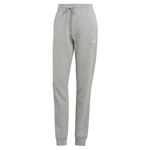 Image of adidas Womens Essentials Linear French Terry Cuffed Pants, Medium Grey Heather/White, S Tall