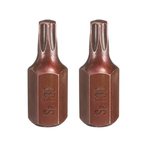 Image of sourcing map 2pcs T30 Torx Screwdriver Bit 10mm Hex Shank 30mm Length S2 Steel Security Tamper Proof 6 Point Head Hex Screw Driver Bits