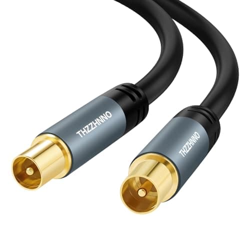 Image of Thzzhnno TV Aerial RG6 Coaxial Cable 1M, Gold Plated Male to Male Coax Cable for HDTV, CATV, DVB-T2/C/S, Cable Modem, Radio, Satellite Receivers