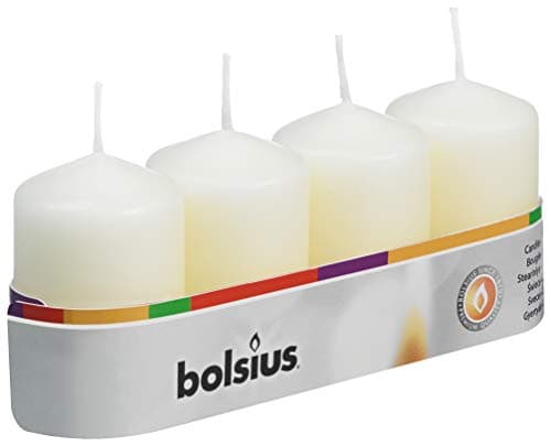 Image of Bolsius pack 4 Pillar Candles Small , "Ivory 40 mm Width"