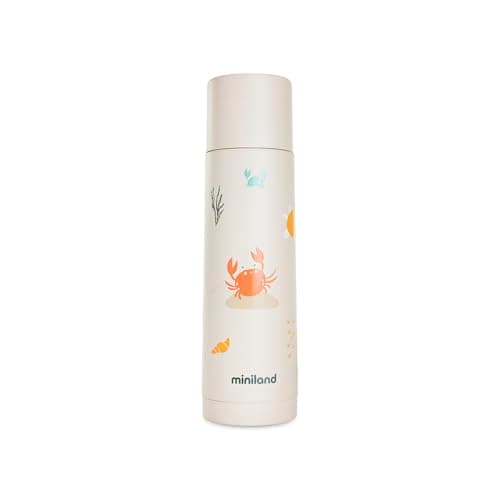 Image of Miniland - Baby Thermo for Liquids 500ml Stainless Steel, Keeps Temperature Over 24h, Leak-Proof Closure and Anti-Drip System (Crabsy)