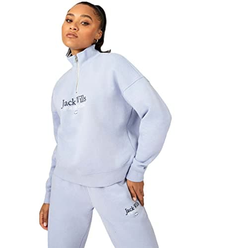 Image of Jack Wills Womens Honeylane Half Zip Sweatshirt Quarter Sweater T Shirt Top Soft Blue 16 (XL)