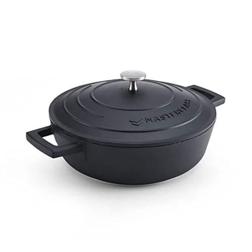 Image of MasterClass Cast Aluminium Black Shallow Casserole Dish, 24cm, 2.5 Litre, Gift Boxed