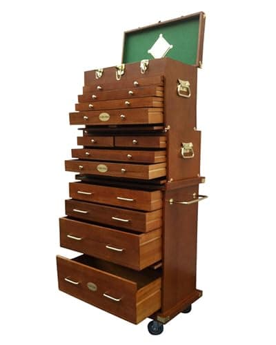 Image of US Pro Tools Wooden Tool Box Chest Wood Cabinet Engineer Collectors Machinist