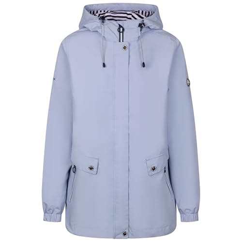 Image of Trespass Womens Waterproof Jacket Flourish C-Taffeta Lining, Striped Jersey Lined Adjustable Hood, 2 Zip Pockets, Adjustable Back Waist, Curved Hem, Elasticated Cuffs, Contrast Trims, Bust Darts