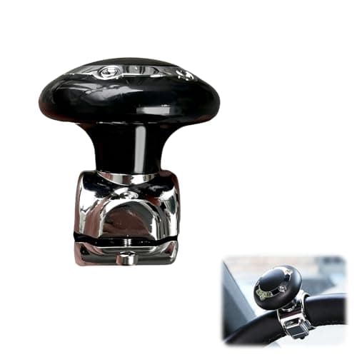 Image of Heyung Universal Steering Wheel Knob Spinner - Black Driving Helper Handle for Cars, Trucks, Tractors & Boats - Easy Maneuver Power Assist