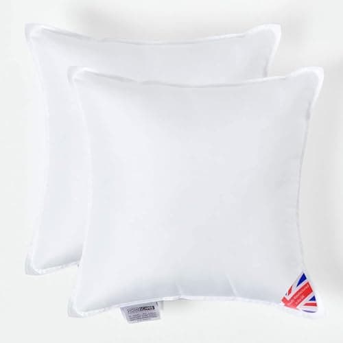 Image of HOMESCAPES 2 Pack Luxury Super Microfibre Cushion Inserts 40cm x 40cm (16 x 16”) Perfect Bounce Back and Soft Cover Generously Filled Inner Pads Hypoallergenic Cushion Filler Handmade Machine Washable
