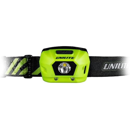 Image of Unilite HL-4R Prosafe Hi Vis Yellow Helmet Mountable USB Rechargeable LED Headlight Torch- 275 Lumen - CREE LED Power - Adjustable Headband - 95 Metre Beam Range