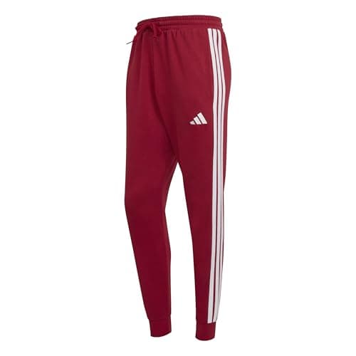 Image of adidas Men's Essential Three Stripes French Terry Pant, Active Maroon/White, M