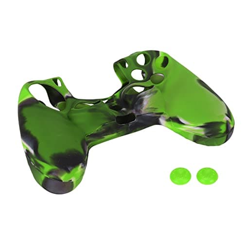 Image of Vikye PS4 Controller Skin Silicone Cover, Silicone Case Slip Resistance Protective Grip Cover with 1 Pair Thumb Grips for PS4 Controller, Camouflage Blue(Camouflage Green)
