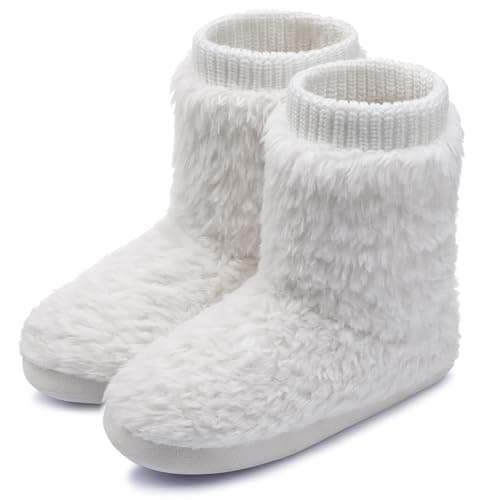 Image of MIXIN Ladies' Bootie Slippers for Women Soft House Shoes White Size UK 3 4