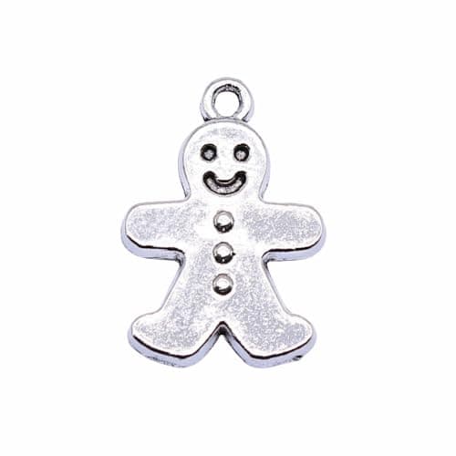 Image of WYSIWYG 20pcs 13x19mm Gingerbread Man Charms Antique Silver Color Zinc Alloy
