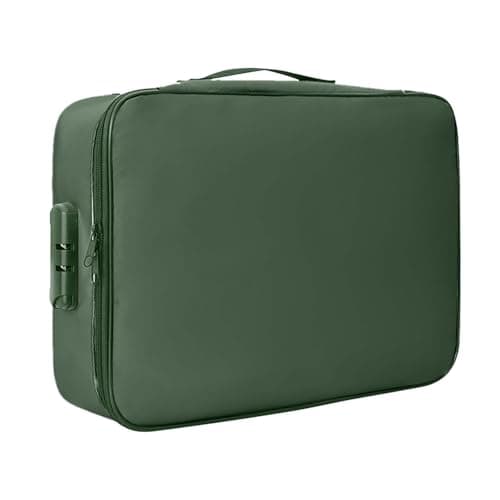 Image of Fireproof Organiser for Documents, Files, Foldable Storage Box with Zip, Lockable Protection (Green, One Size)
