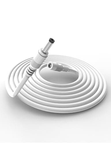 Image of Tonton 15W 3M DC Extension Cable, Compatible with Amazon Echo Dot (3rd 4th Gen), Echo Show 5 (1st 2nd Gen), Spot, Dot Max, Echo Dot 3rd with Clock, Fire TV Cube Etc., 20AWG Pure Copper Wire(White)