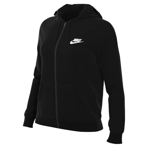 Image of NIKE DQ5471-010 W NSW CLUB FLC FZ HOODIE STD Sweatshirt Women's Black/White Size L-T