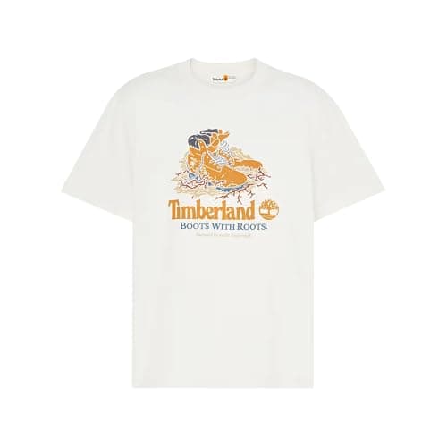 Image of Timberland All Gender Boot Front Graphic T-Shirt TB0A6DJ1, White, XL