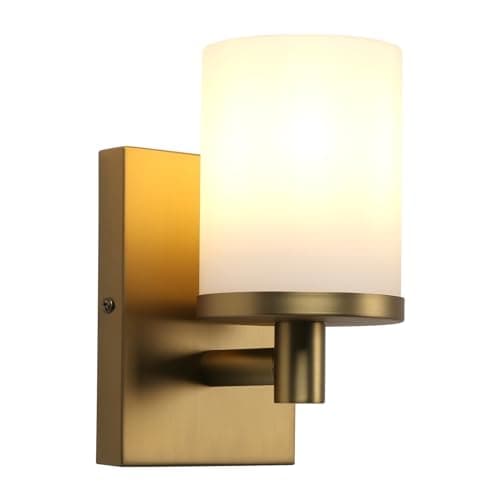 Image of Yosoan Industrial White Glass Wall Sconce Lighting, Cylinder Up/Down Wall Light Fitting for Kitchen, Restaurant, Living Room, Bedroom Bedside Wall Lamp (Antique)